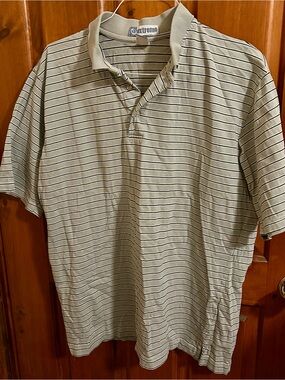Extreme Men's Large Grey Polo Shirt - Black & White Stripes, Like New